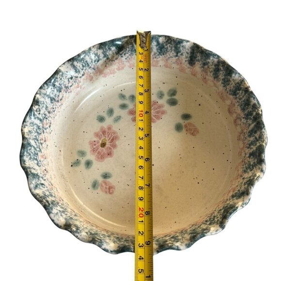 Vintage JMJ Studio Pottery Pie Plate 9.5" - Stoneware, Fluted Edge, Signed - Picture 7 of 10